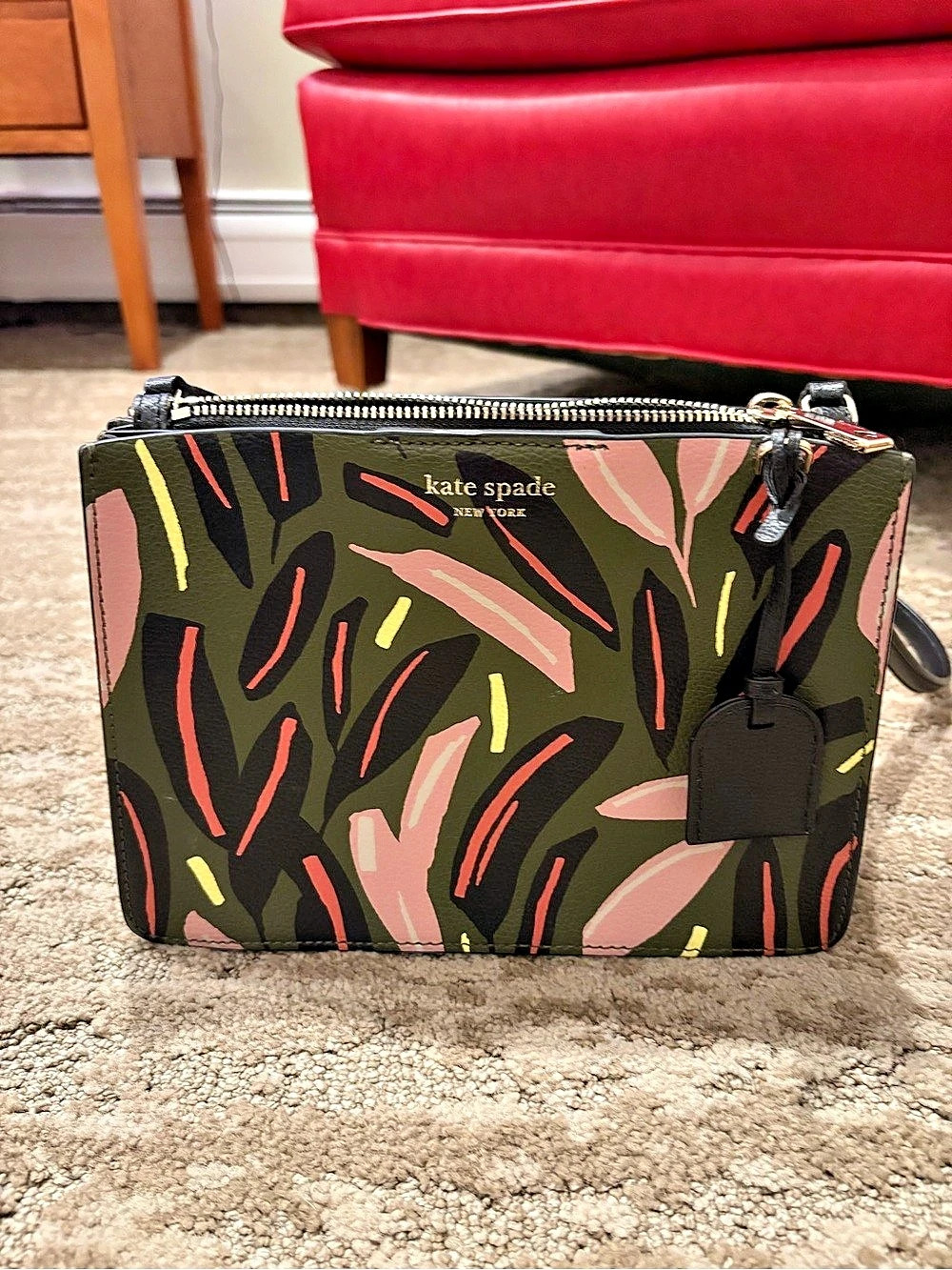 Kate Spade Printed Crossbody Bag in Black & Pink Like New